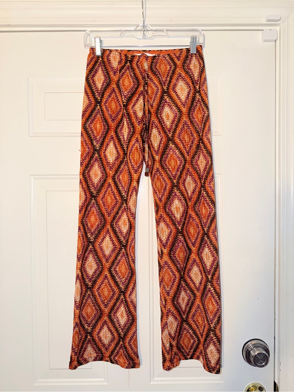 Elan - Retro Orange‎ Diamond-Print Cover-Up Pants. Sz Xs-S